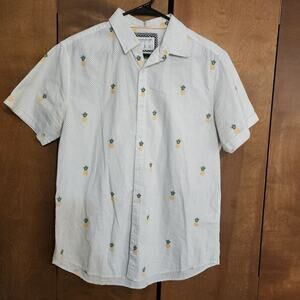 DENIM & FLOWER Ricky Singh‎ Slim Fit Mens Button Up Size M Pineapples Polka Dot